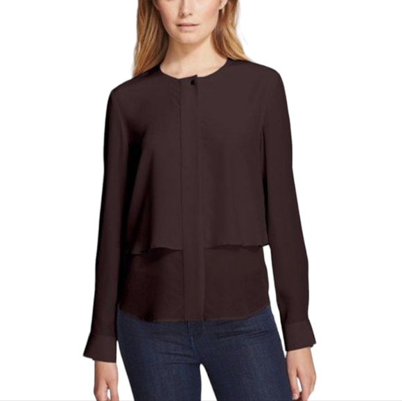 🆕️ Theory Gentalla Silk Top in Bordeaux - Picture 1 of 13